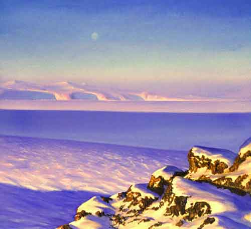White Island Antarctic Painting Original by David Rosenthal