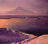 Mt. Discovery at sunset antarctic painting